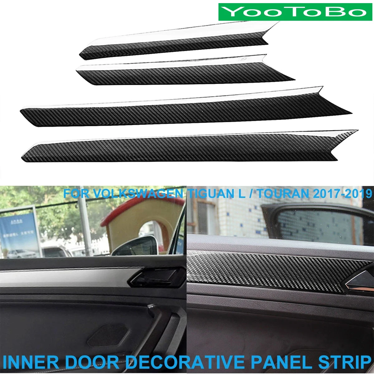 

LHD RHD Real Dry Carbon Fiber Interior Inner Door Decorative Panel Cover Trim Sticker For Volkswagen Tiguan L Touran 2017-2019