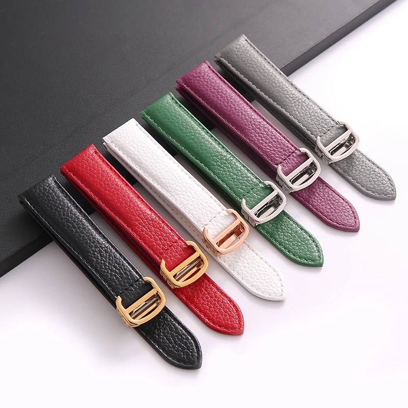 Кожаный ремешок с узором Личи мягкий кожаный для часов Замена Картье соло