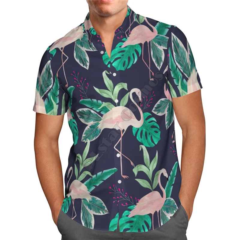 

Hawaii Shirt Hawaiian beach Summer Flamingo Printed 3d Men's Shirt Harajuku Tee hip hop shirts 24