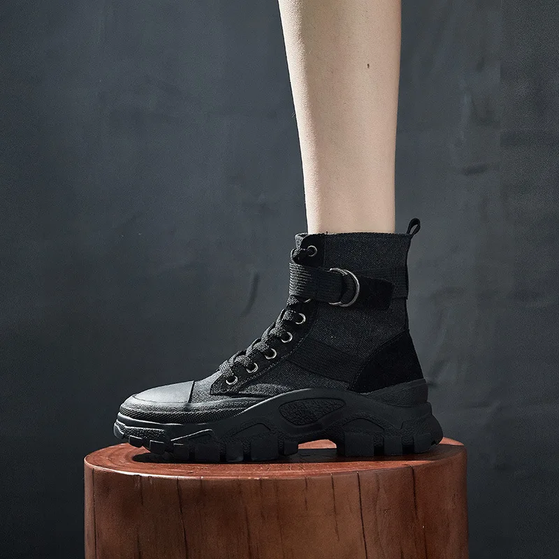 Koovan/женские ботинки Женская обувь Сезон осень Дышащая 2019 новые сапоги с толстой