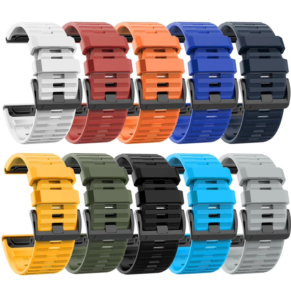 22mm 26mm Strap For Garmin Fenix 6 6X Pro / 5 5X Plus 3 3HR Soft Silicone Band Fenix 6 Fenix 5 WatchBand Easyfit Wristband