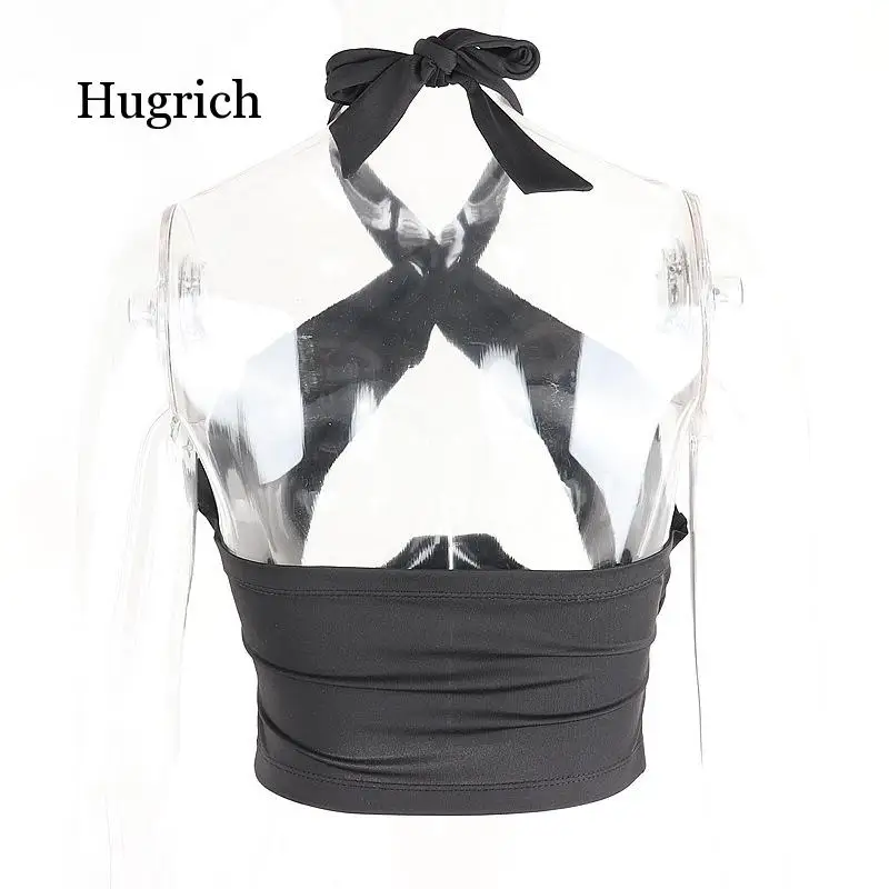 

2021 New Sexy V-Neck Cross Hollow Out Zipper Short Open Navel Vest Woman Night Club Wear Top