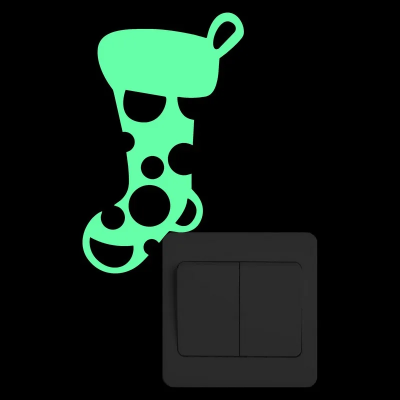 Светящаяся Рождественская наклейка с переключателем чулок мультяшная