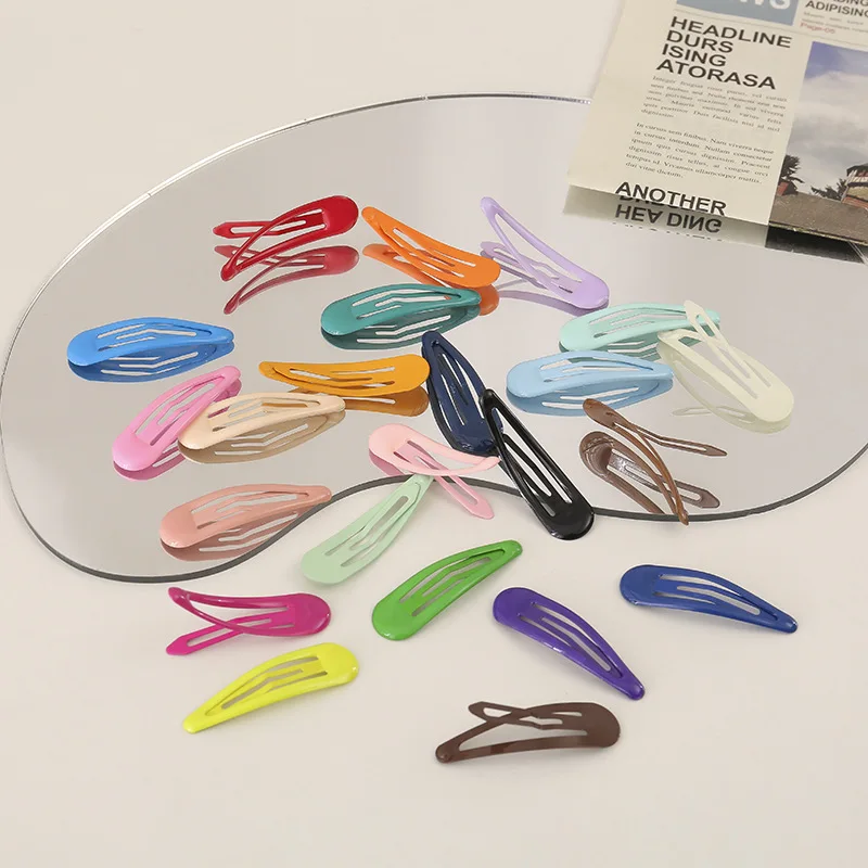 

10/20Pcs Cute Snap Hair Clips Set Metal Korean Candy Color Hairpin for Girls Women Simple Hairgrips Barrettes Headwear 3cm 5cm