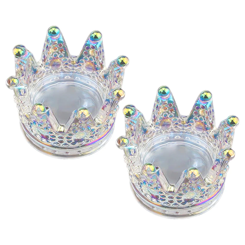 

2Pcs Nail Polish Mixing Plate Crown Shaped Nail Coloring Plate Jewelry Holder