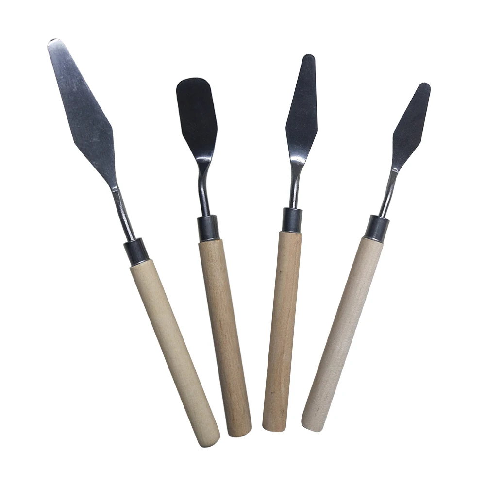 

4pcs Palette Set Student Professional Scraper For Artist Supplies Watercolor Stainless Steel Oil Painting Tools Spatula