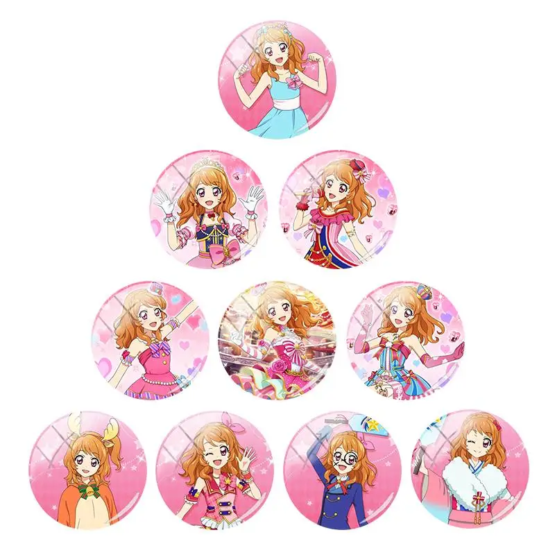 Bandai Aikatsu фото круглый стеклянный кабошон купол Ozora Akari изображение с плоским дном