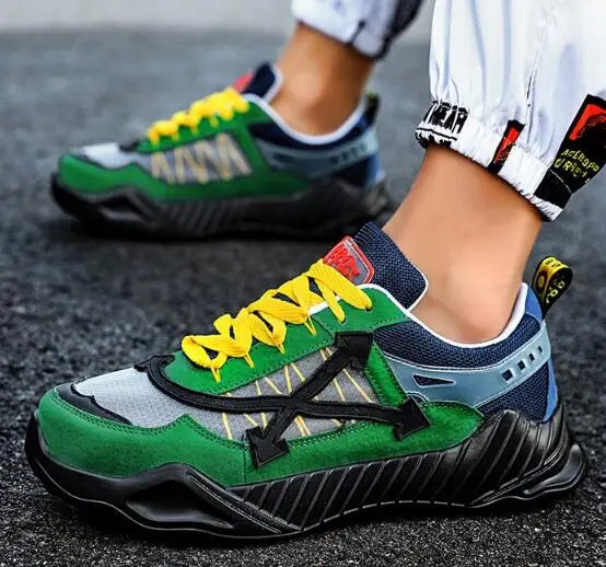 2019 running shoes for men breathable mesh Leixiang man sports sneaker lace-up outdoor walking trekking green | Обувь