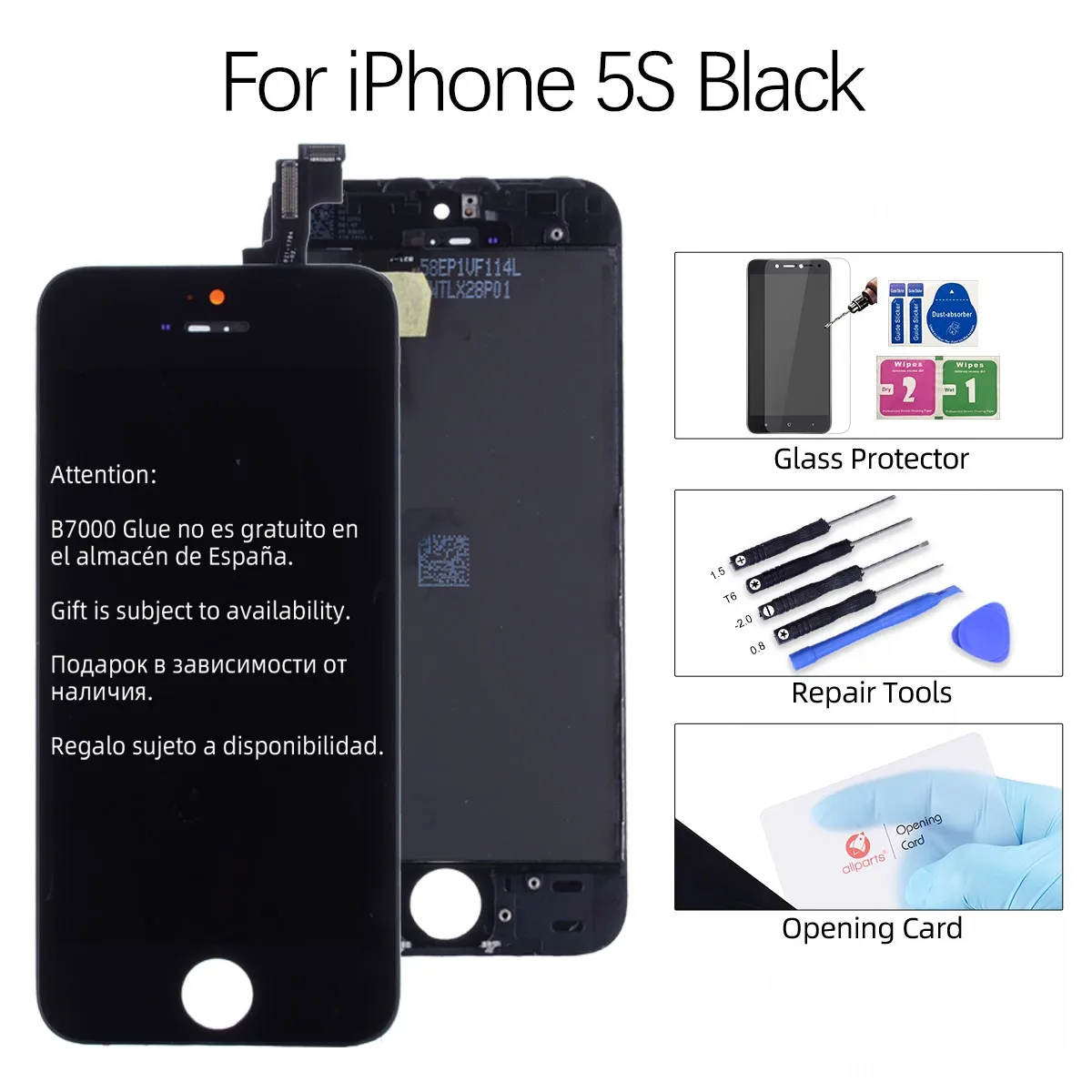 AAA OEM Дисплей для iPhone 5S LCD в сборе с тачскрином на рамке For iPhone 5 LCD for iPhone 4 4S 5C черный белый - Цвет: Black for 5S (SE)