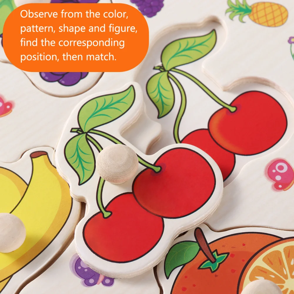 

Number Alphabet Wooden Educational Letter Puzzle Board Wooden jigsaw puzzle toys for Kids Children (Fruit)