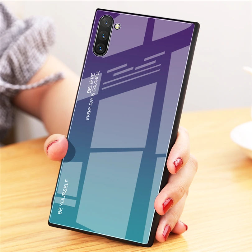 Чехол для Samsung Galaxy S10 Note 10 Plus Жесткий из закаленного стекла с градиентом 8 9 5G S10E |