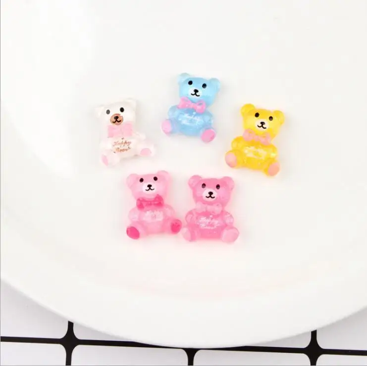 100 штук искусственный бриллиант из смолы Kawaii Блестящий медведь резиновые