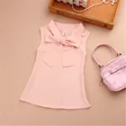 2021 г. Летняя блузка для девочек-подростков блузки без рукавов с шифоновым бантом, школьные топы и блузки для девочек, рубашки для детей