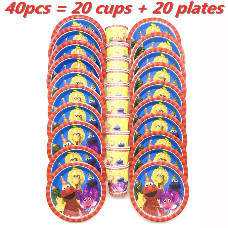 

20/40 элемент «Улица Сезам», декоративный набор для вечеринки в честь Дня рождения, товары для вечеринки, детский набор для дня рождения, товар...