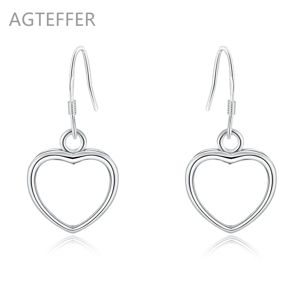 

AGTEFFER New Genuine 925 Sterling Silver Unique Heart Drop Earrings For Women Dangles Earrings Lover Jewelry Gifts