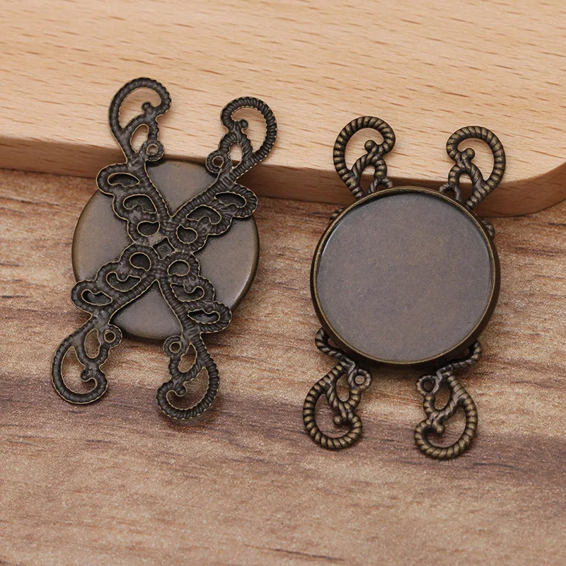 Винтажные филигранные соединители 20 х40 мм с внутренним круглым ободом |