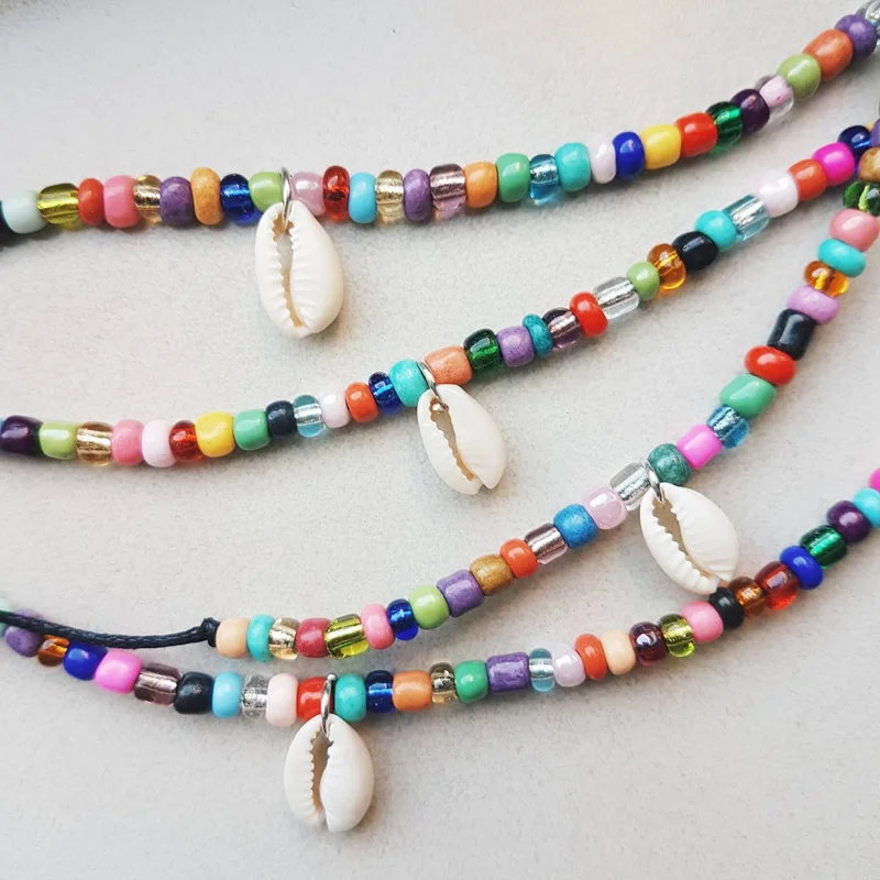 Новинка 2020 разноцветные бусы оболочка Cowrie женский браслет на ногу белая цепочка