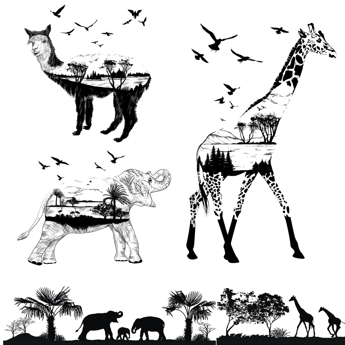 

Прозрачные резиновые штампы AZSG с изображением альпака, жирафа, панды, для рукоделия, скрапбукинга, декоративных открыток, творчества, забав...