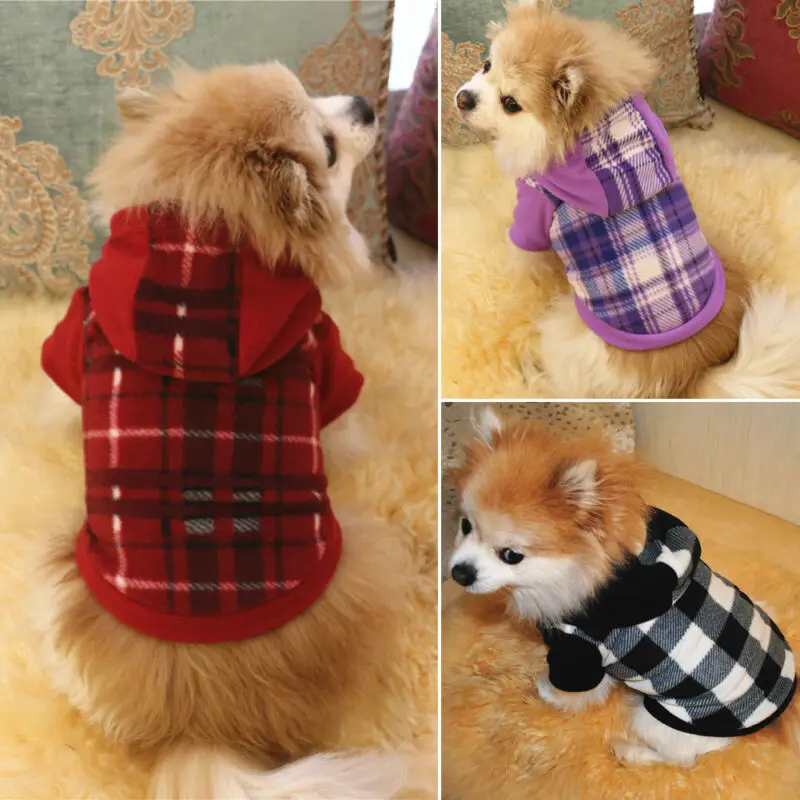 Новинка из флиса для собак жгут плед печатных жилет джемпер свитер пальто малых и