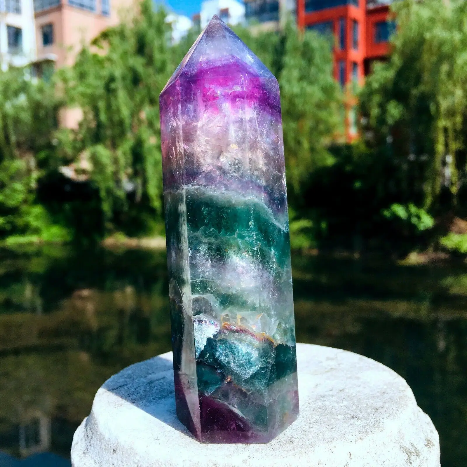 

Rare natural fluorite quartz obelisk crystal bar Reiki healing, home decor, skin care, good for women, gifts