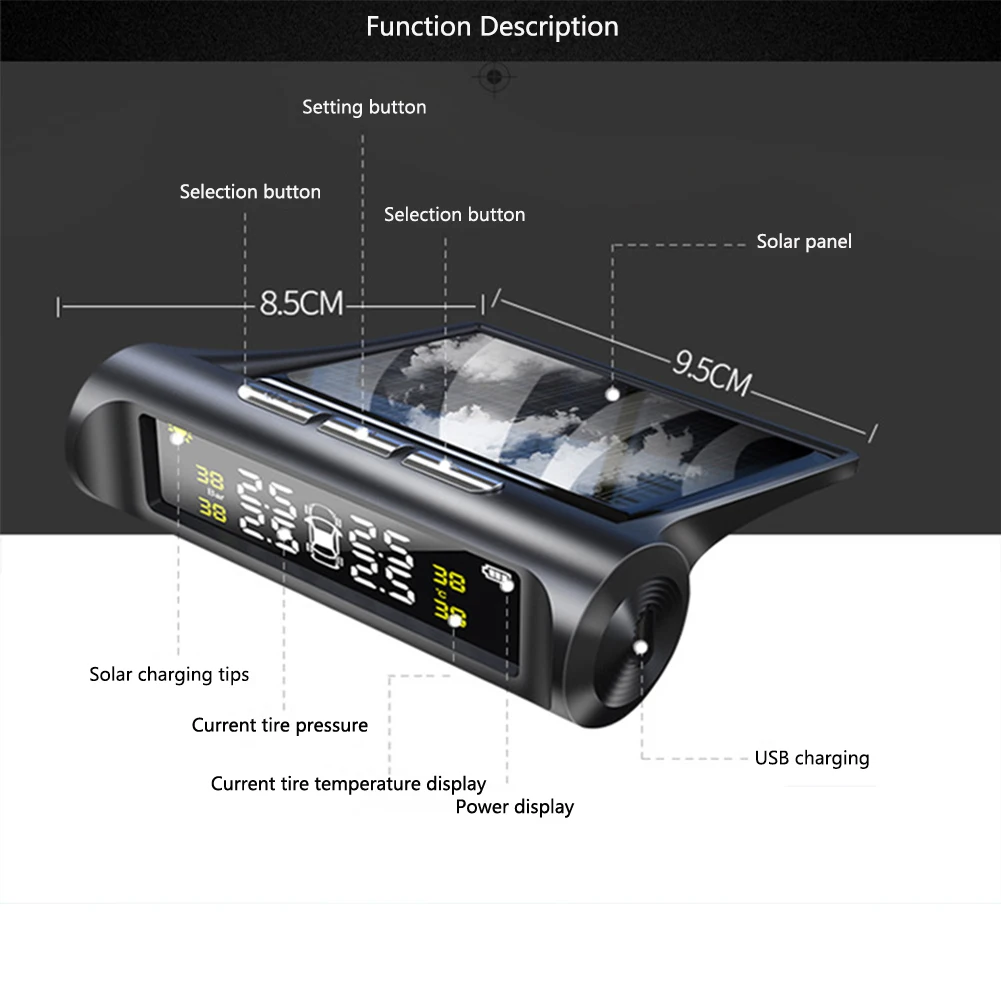 Автомобильный датчик давления в шинах USB или солнечная зарядка системы мониторинга давления ЖК-дисплей 4 внешних датчика автомобиля TPMS