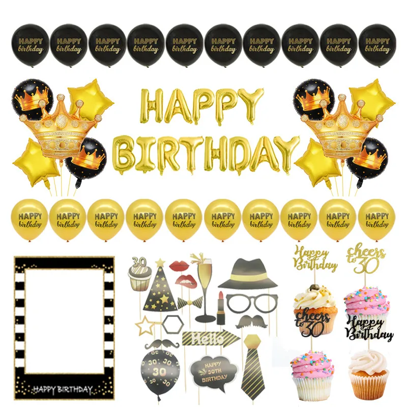 Черные золотые искусственные баннеры топперы для капкейков взрослых 18 30 40 50 60
