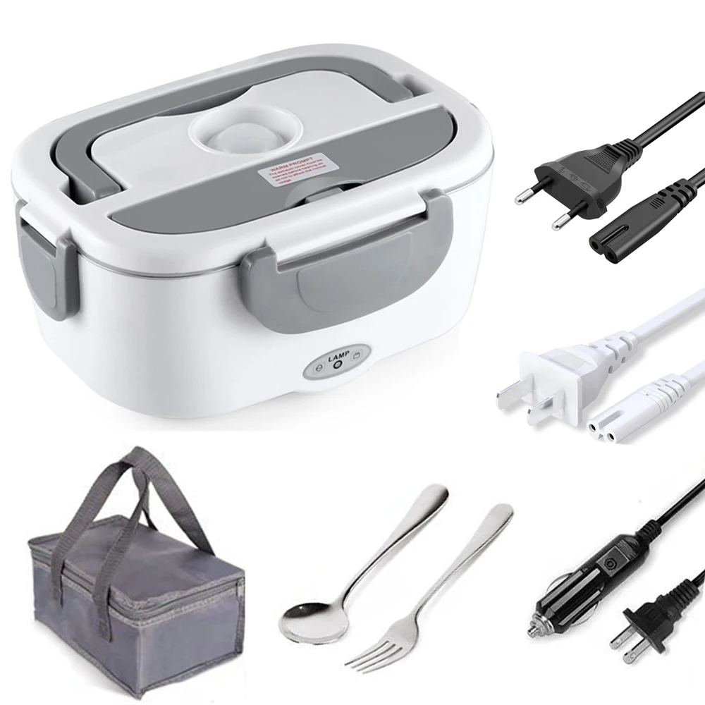 

12V 110V 220V Portable Stainless Steel Heating Lunch Box Leak-Proof Container Warmer Bento Box Set for Home Car Office Camping