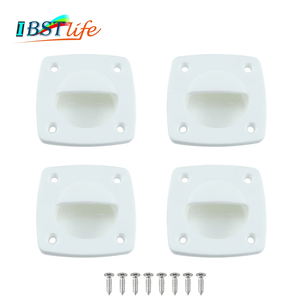 

4PCS White Nylon Recessed Flush Sliding Door Handle Pull Square Hatch Pull Handle Motorboat Marine Boat Yacht Cabin Accesories