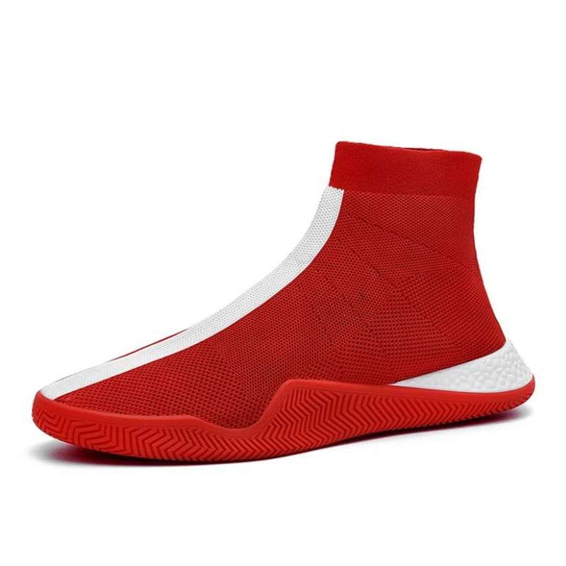 

Men Vulcanized Shoes Fashion Men Sneakers Slip On Flats High-top Breathable Socks Shoes Stretch Fabric Casual Shoes Men Loafers