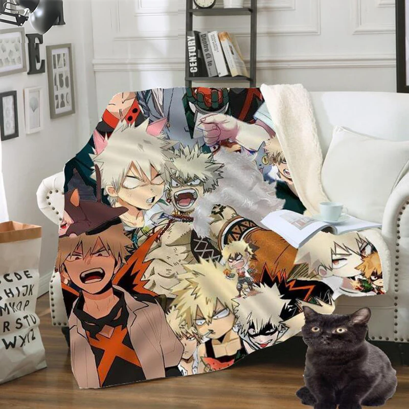 

Japan Anime Blanket My Hero Academia Printed Adult Throw Blanket for Beds Home Decoration Sofa Thick Double Layer Quilts