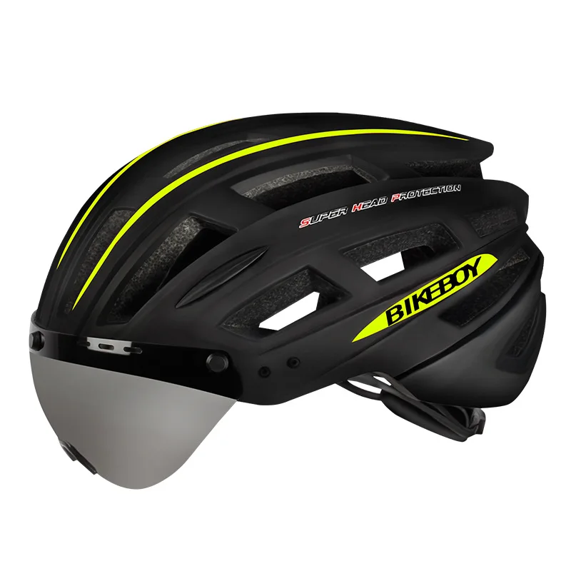 Black yellow Bicycle helmet LED warning lamp light bike helmet airsof helmet Composites Half-covered Unisex bike helmet - Цвет: Black yellow