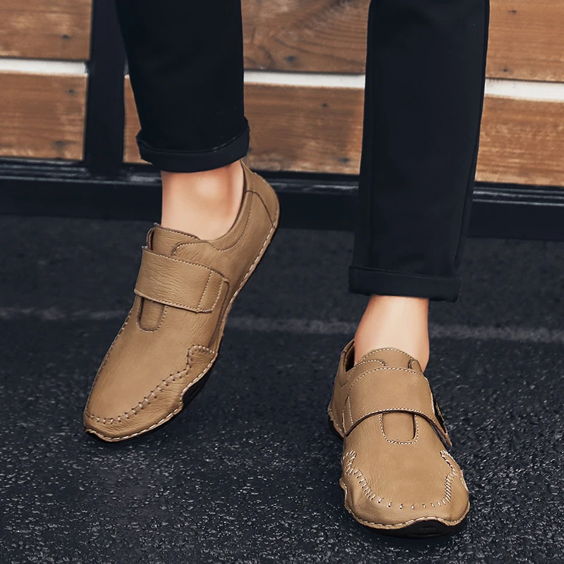 Мокасины мужские из натуральной кожи лоферы без застежки Повседневная модная