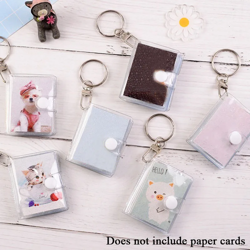 

Mini Album Holds 16 Photos Cute Album Jelly Color Photo Album for Mini Photo ID Photo Name Card Mini Instax Album Keychain Gift