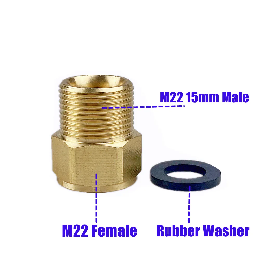 Адаптер для мойки высокого давления M22 насадка 14 мм из латуни с наружной резьбой 15