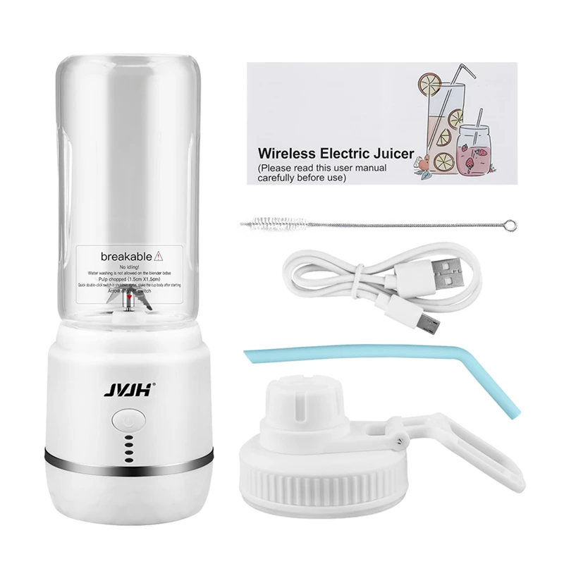 

400Ml Portable 6 Blades Fruit Juice Maker Rechargeable Smoothie Mixer Cordless Electric Juicing Cup Personal Juicer with Straw