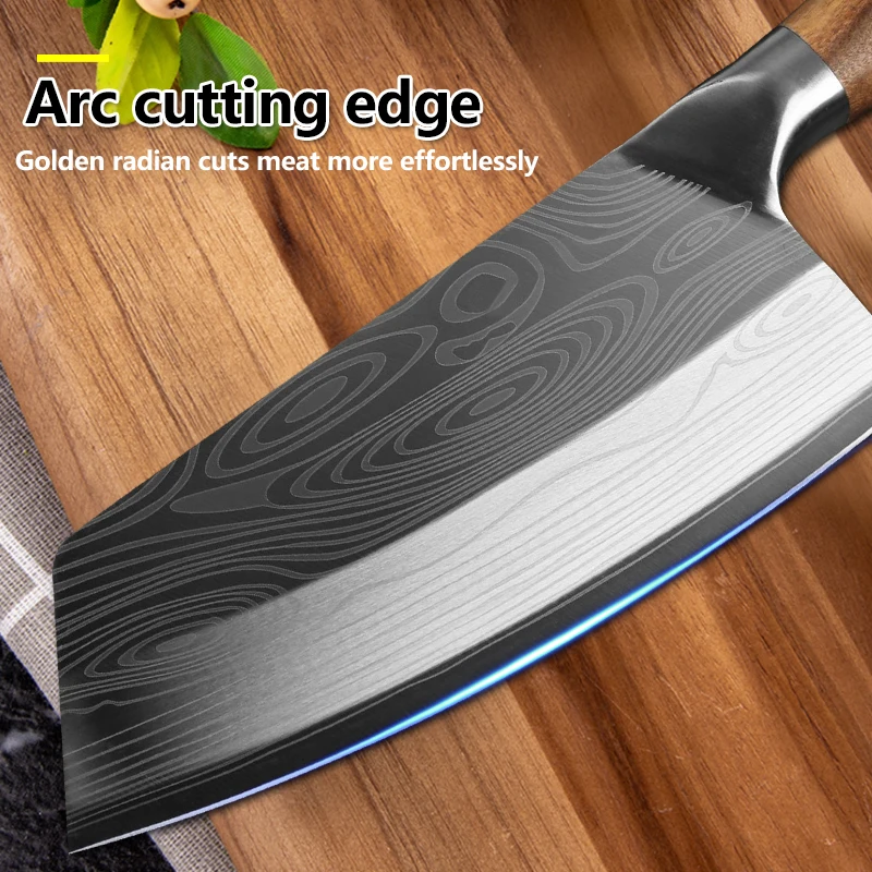 Китайский нож шеф-повара кухонный из нержавеющей стали с лазерным узором