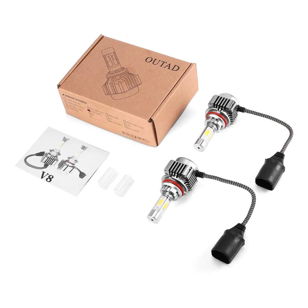 

OUTAD 9007 LED Car Headlight Bulb 4 Side COB Headlight Dual Beam High Low LED Kit 6000K Replace for or HID Bulbs