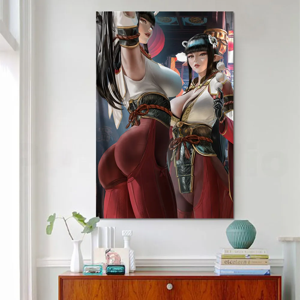 

Monster Hunter Video Game Canvas Poster Minoto Hinoa Wall Art Big Size Painting Adult Art R18 Decorative Painting Home Decor