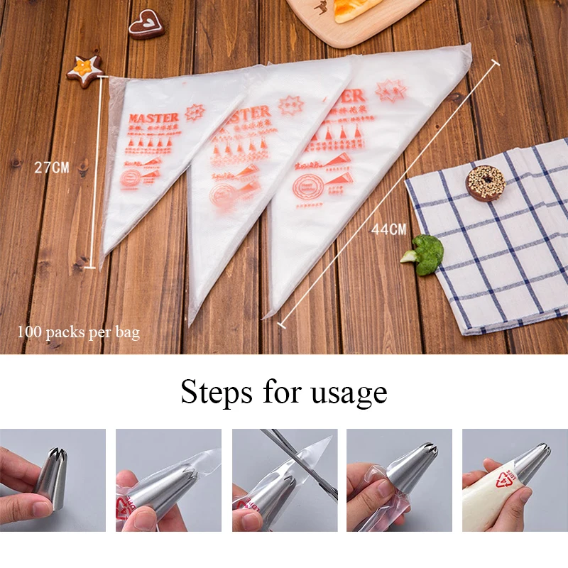 3 Размер 100 шт одноразовый мешок для теста кондитерские кекс украшения сумки Fondant