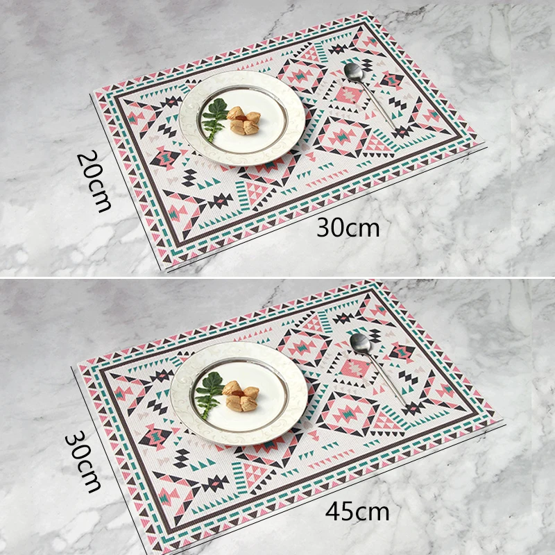 

Geometric Printed Tableware PVC Placemat Pad Dining Table Mat Heat Insulation Non Slip Placemats Lovely Home Decoration Coaster