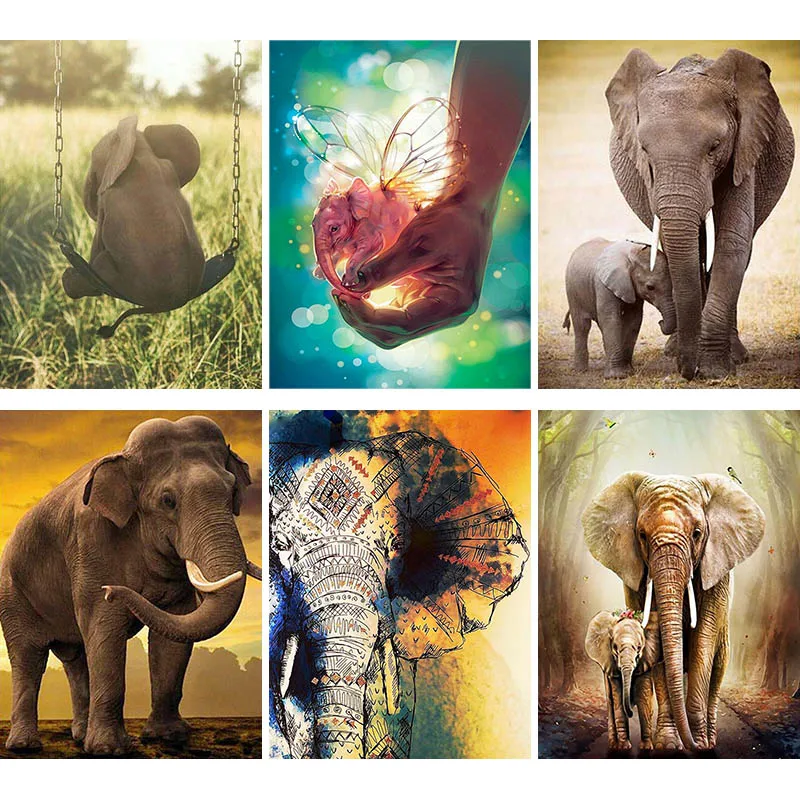 

Animal 5D Diamond Painting Elephant In Palm Of Hand DIY Crystal Diamond Embroidery Lawn Swing Crafts Children's Gift Decor N77