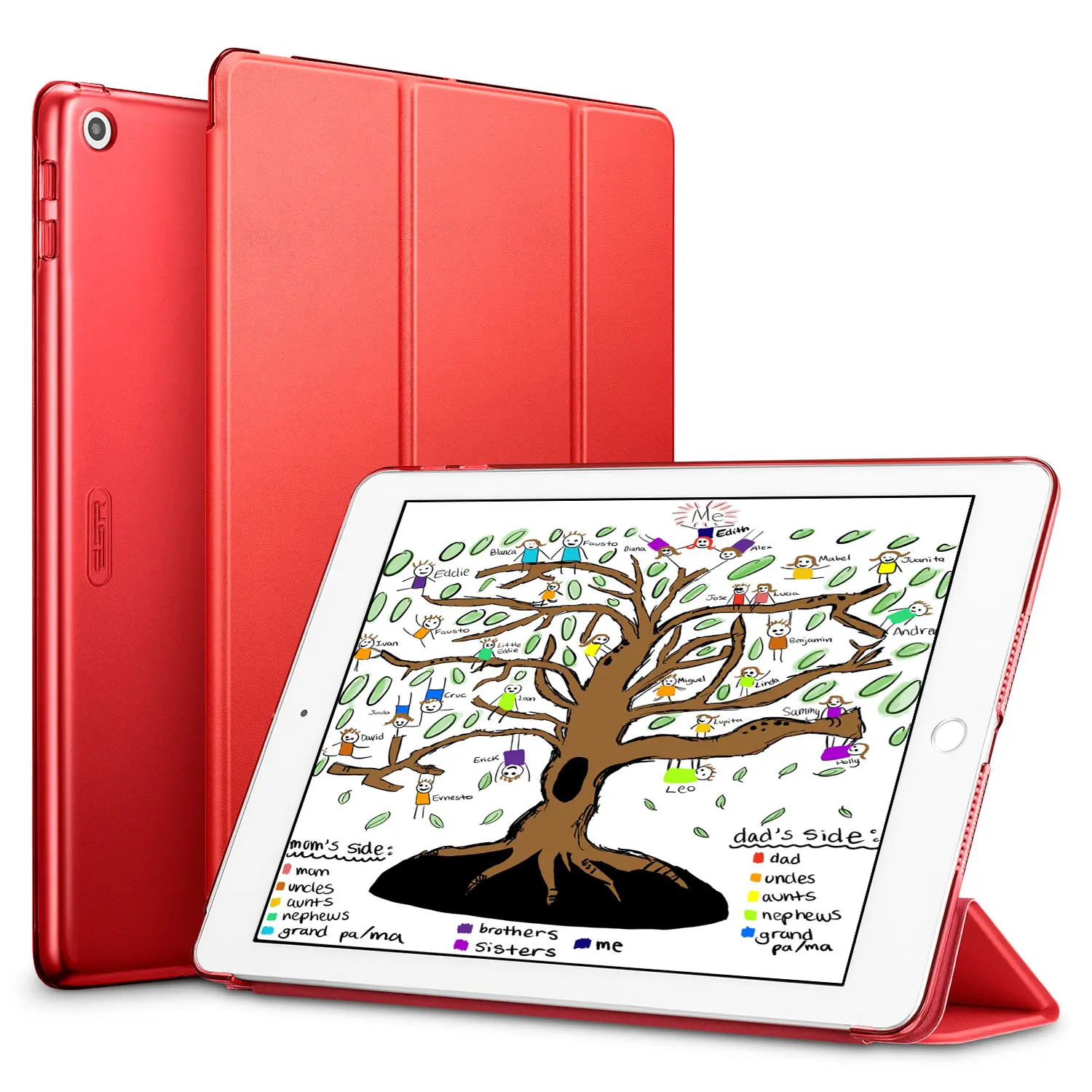 Red Цветной чехол ESR для iPad 9,7 дюймов, Ультратонкий чехол из искусственной кожи с функцией автоматического сна, Чехол для iPad 9,7& 6-го поколения - Цвет: Red
