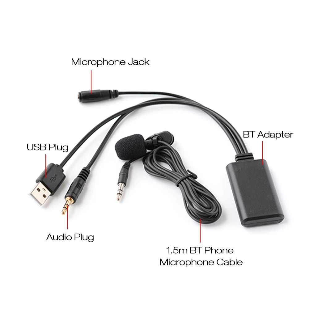 Универсальный автомобильный AUX аудио BT USB адаптер с микрофоном беспроводные