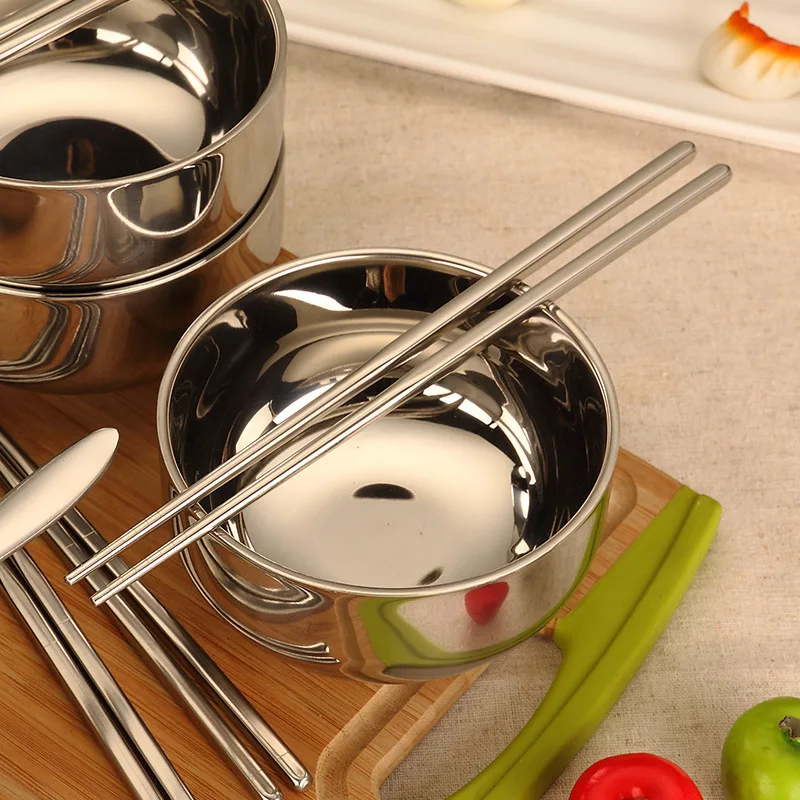 

Portable Tableware Set Stainless Steel Bowls Outdoor Travel Picnic Rice Bowl Japanses Style