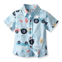 2021 summer blouse cardigan beach printed cartoon car baby boy shirt casual short sleeve boy shirts for children top