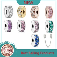 100 925 sterling silver charm sparkling shining path with crystal clip beads fit pan bracelet diy jewelry
