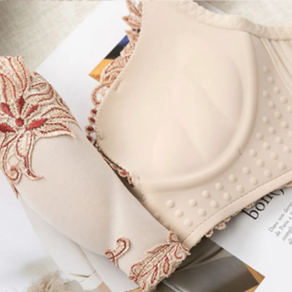 

Embroidery Floral Sexy Women Bras Elegant Ladies Lingerie Wireless Padded Underwear Push Up Brassiere Fashion Bralette BH Tops