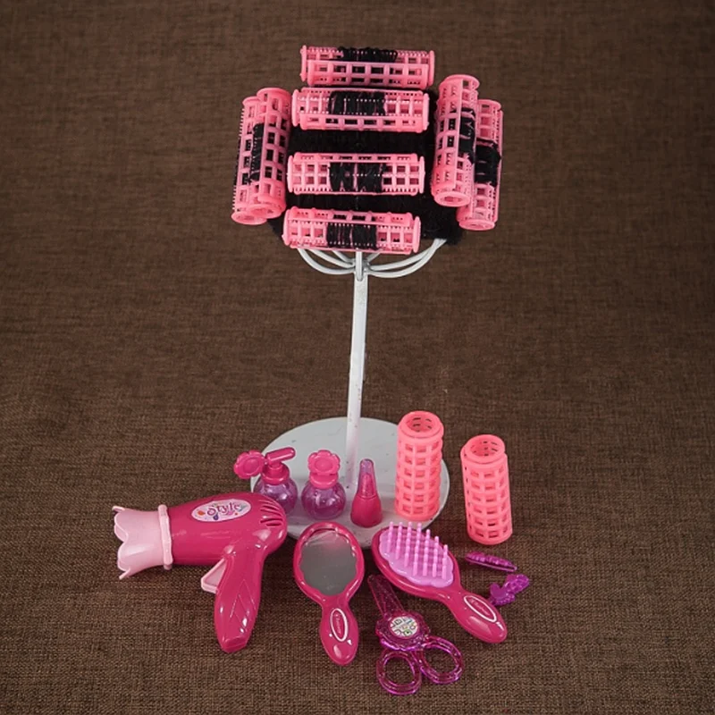 Baby Photography Prop Mini Perm Rods Cap Electric Hair Drier Comb Mirror Lipstick Slipper 1 Set Newborn Creative Props | Детская одежда