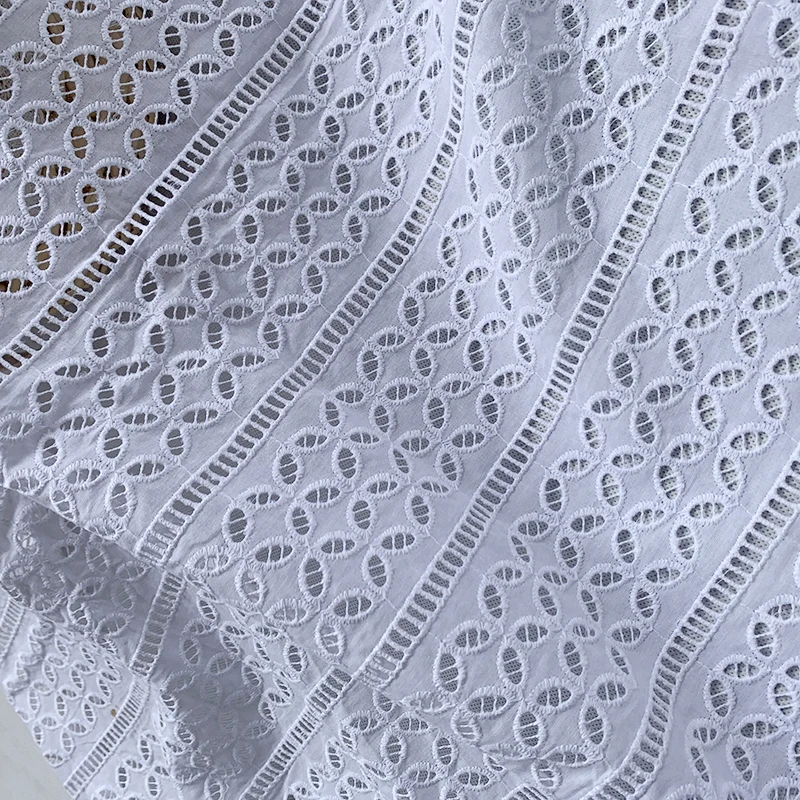 Чистый белый шнур хлопковая кружевная ткань для летнего платья швейная швейной