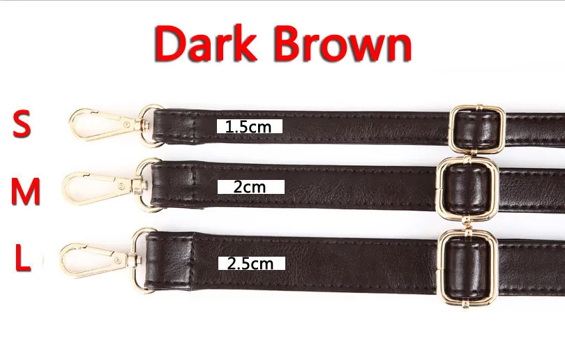 Dark Brown 4 металлических цвета! Регулируемая смена масла ПУ кожаные лямки для сумки через плечо для кошельков, сумок, сумок ручки Diy длинные пояса из полиуретана - Цвет: Dark Brown